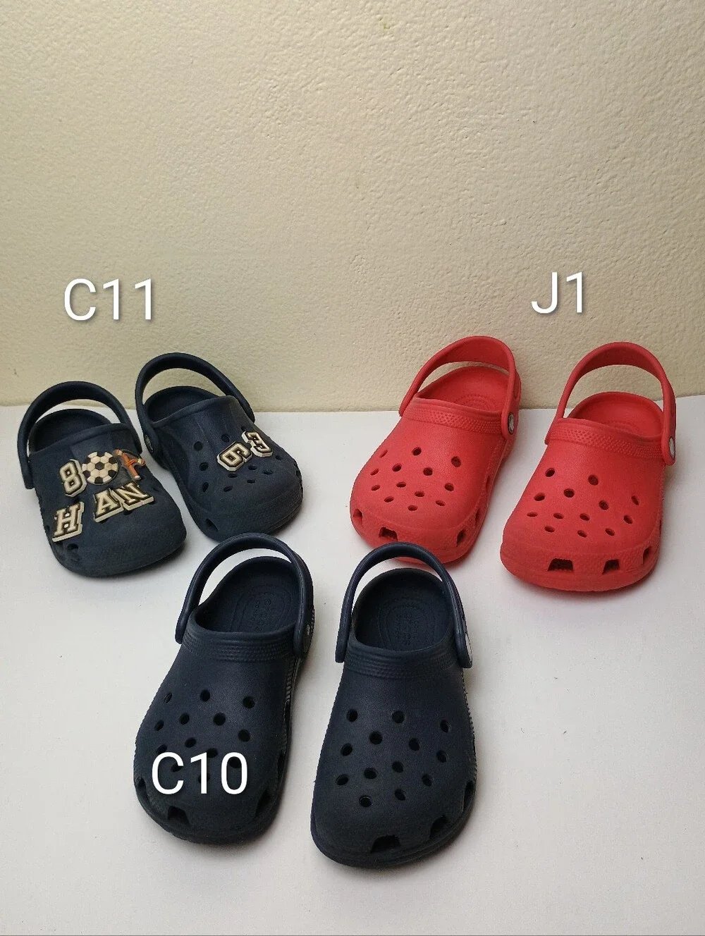Kids Red and Navy Clog Sandals - Crocs Style